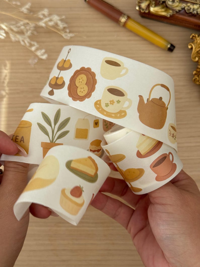 Tea Sketched 50mm Kisscut Washi Tape | Issue 011