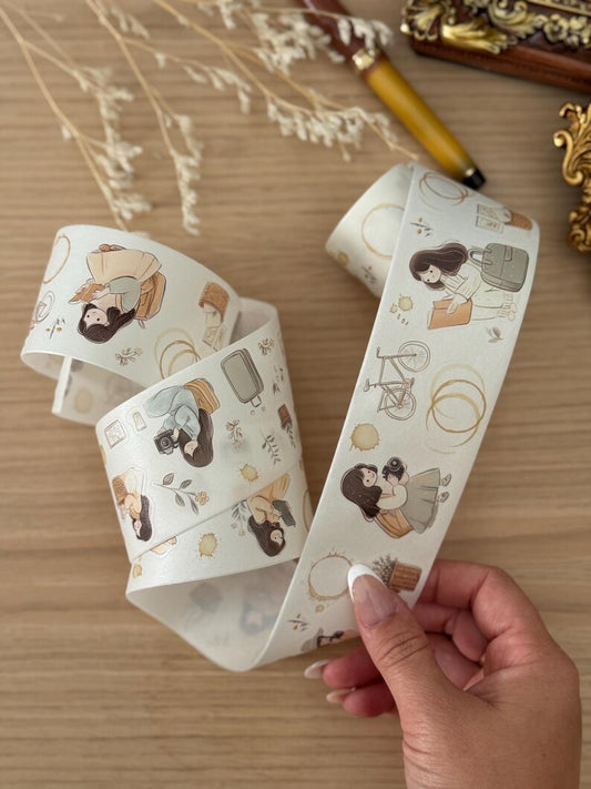 Cozy Girl Reading 50mm Kisscut Washi Tape | Issue 013