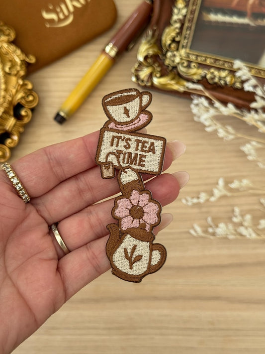 Stick On Embroidered Patch | Tea Collage