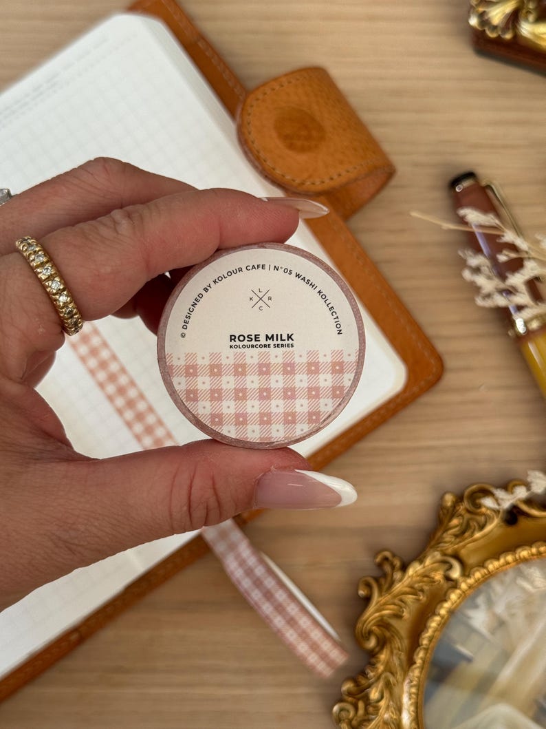 Grid 10mm Washi Tape | Rose Milk