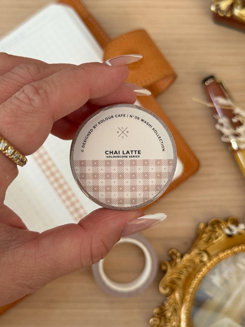 Grid 10mm Washi Tape | Chai Latte