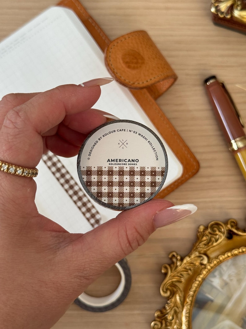 Grid 10mm Washi Tape Slim | Americano