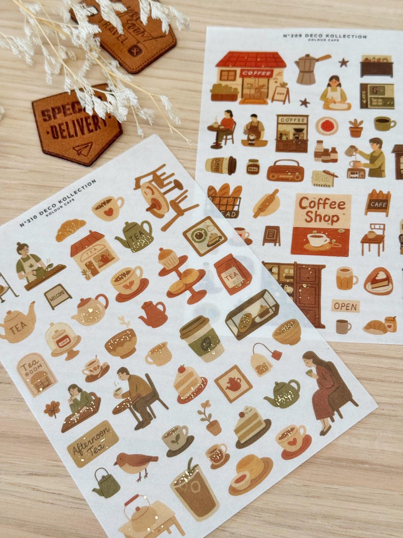 Coffee Tea Tiny People Stickers | DK209 210