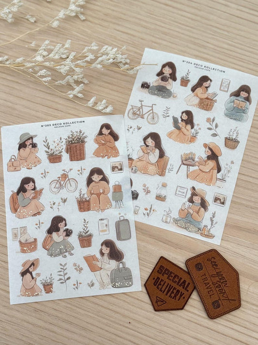 Cozy Girl Reading Stickers | DK203 204