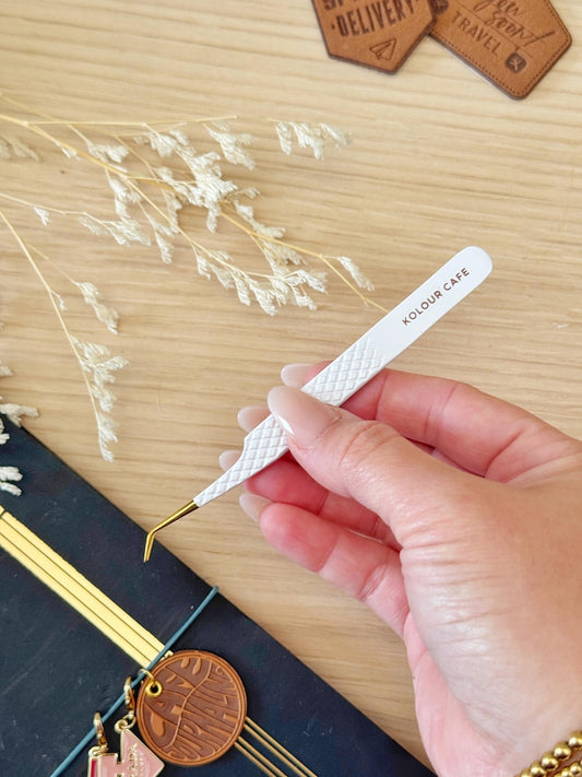 White and Gold Crafting Tweezers