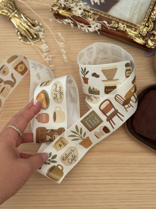 Coffee Cafe Themed 50mm Kisscut Washi Tape | Issue 010