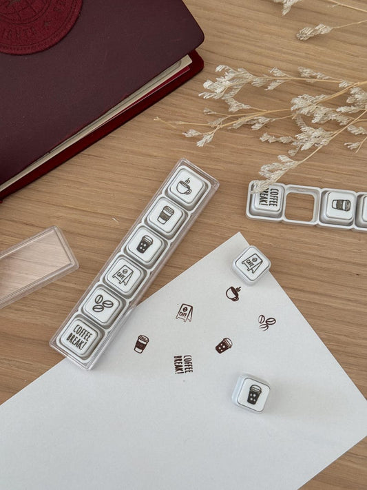 Mini Button Stamps | Coffee Themed