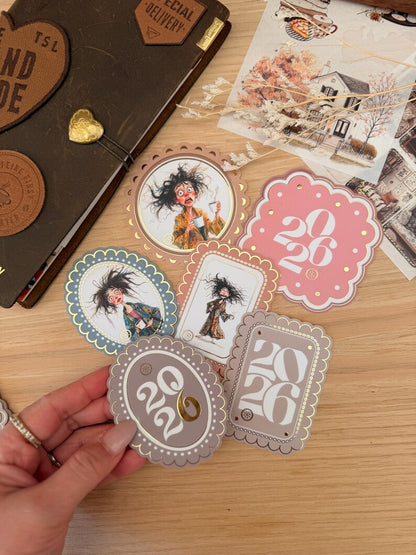 2026 Year Sticker | Pink Scalloped Frames