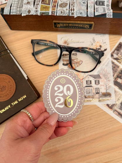 2026 Year Sticker | Pink Scalloped Frames