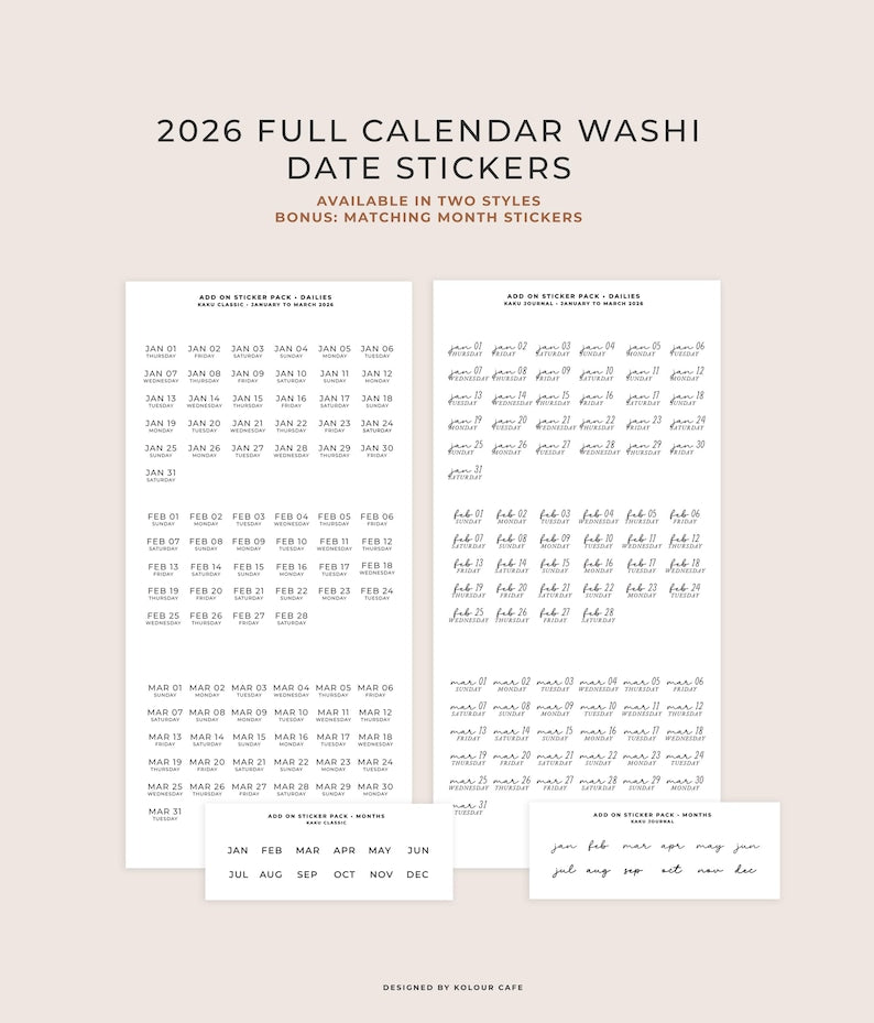2026 Date Stickers