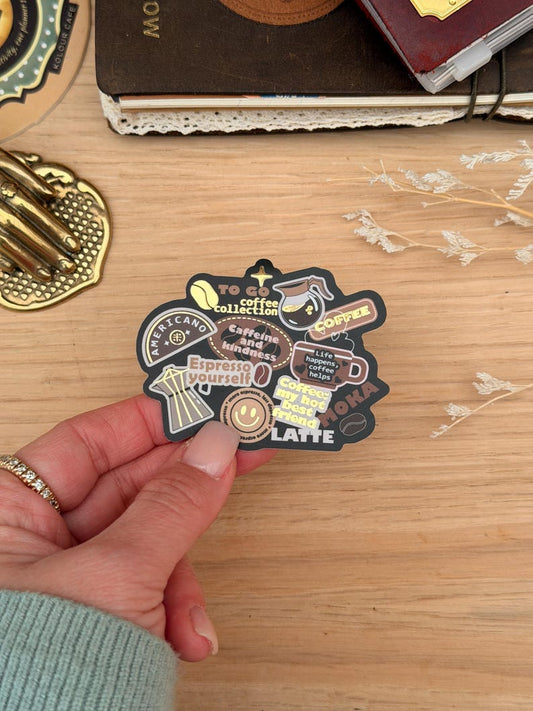 Coffee Collage Doodles Sticker