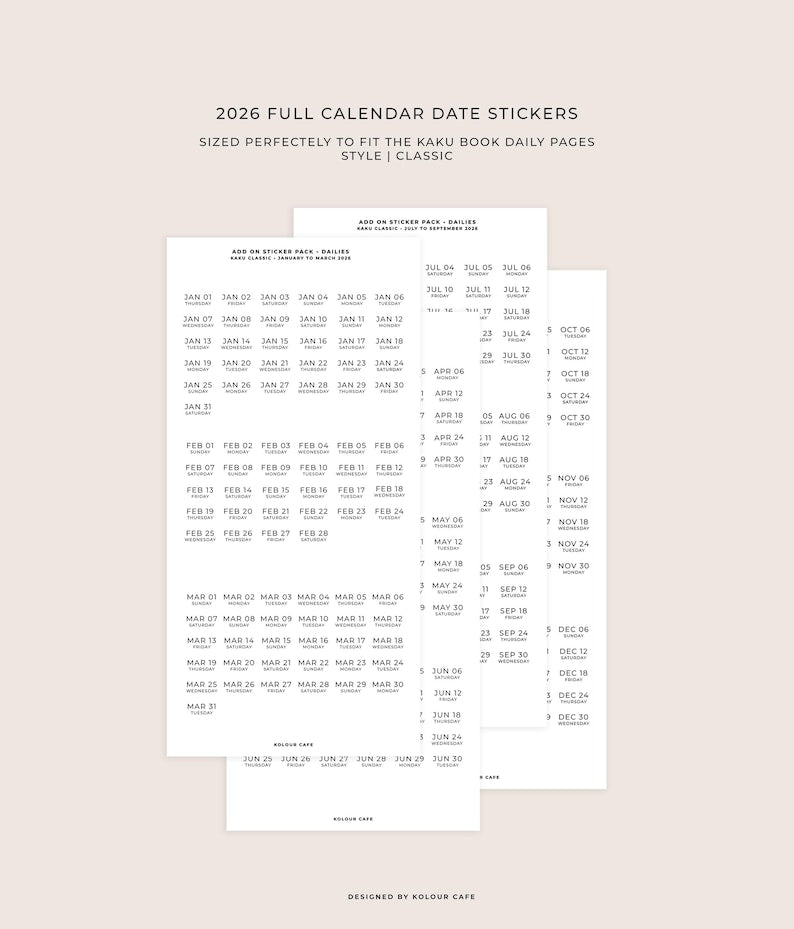2026 Date Stickers