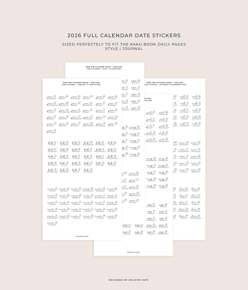 2026 Date Stickers