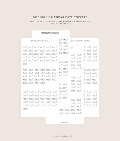 2026 Date Stickers