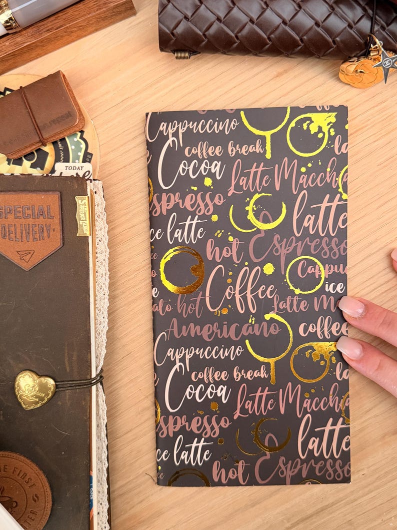 Foiled Sticker Album Insert for Traveler's Notebook | Coffee Lover