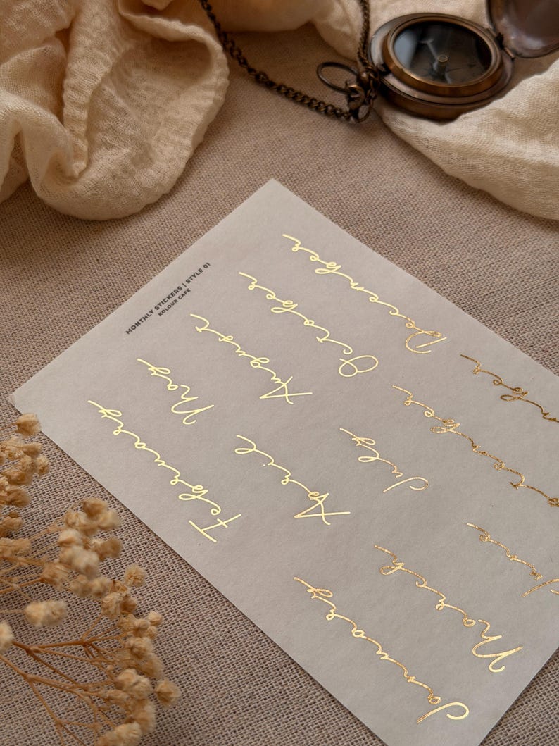 FOILED Monthly Stickers | Large Script