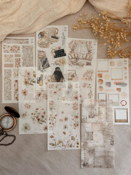 Soft Vintage Floral Sticker Kit