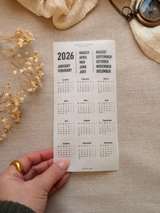 2026 Mini Calendar Stickers