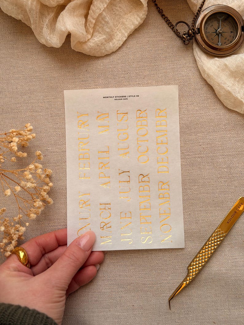 FOILED Monthly Stickers | Large Text