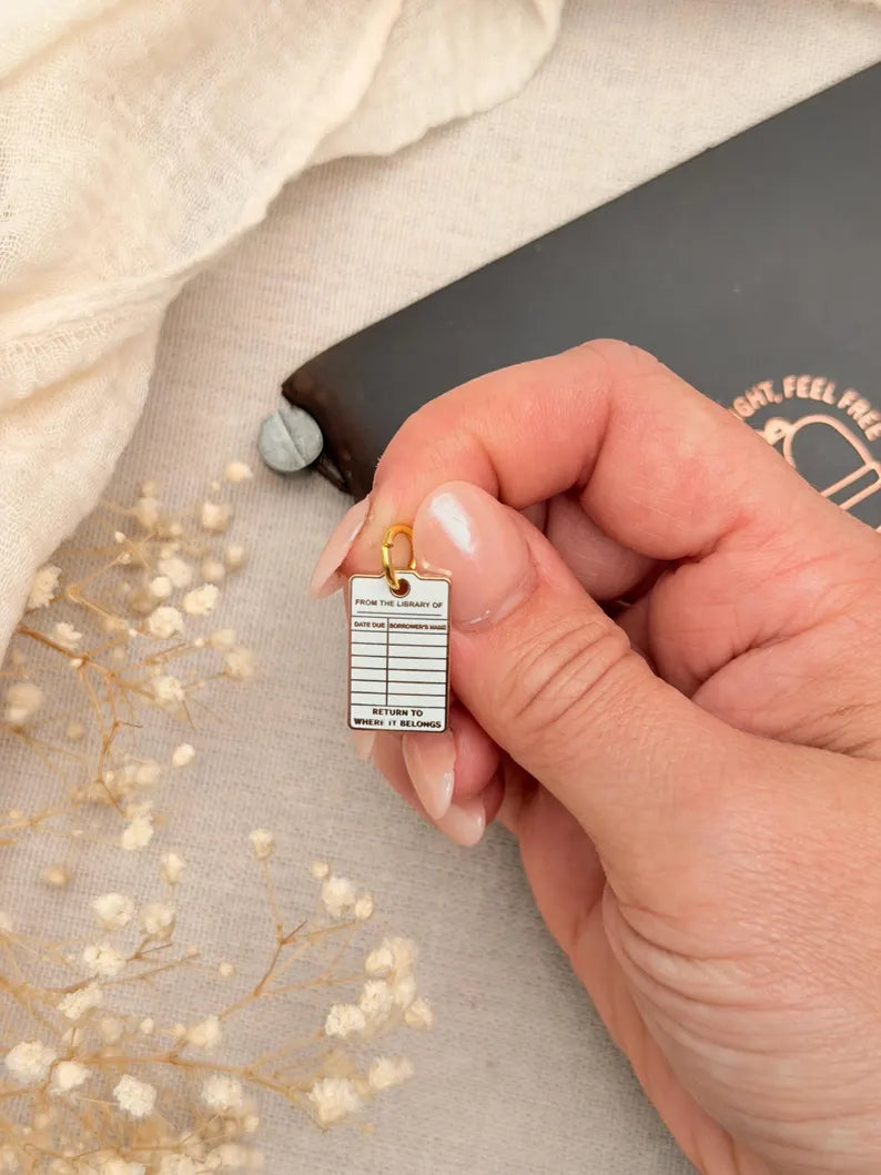 Vintage Library Card Planner Charm