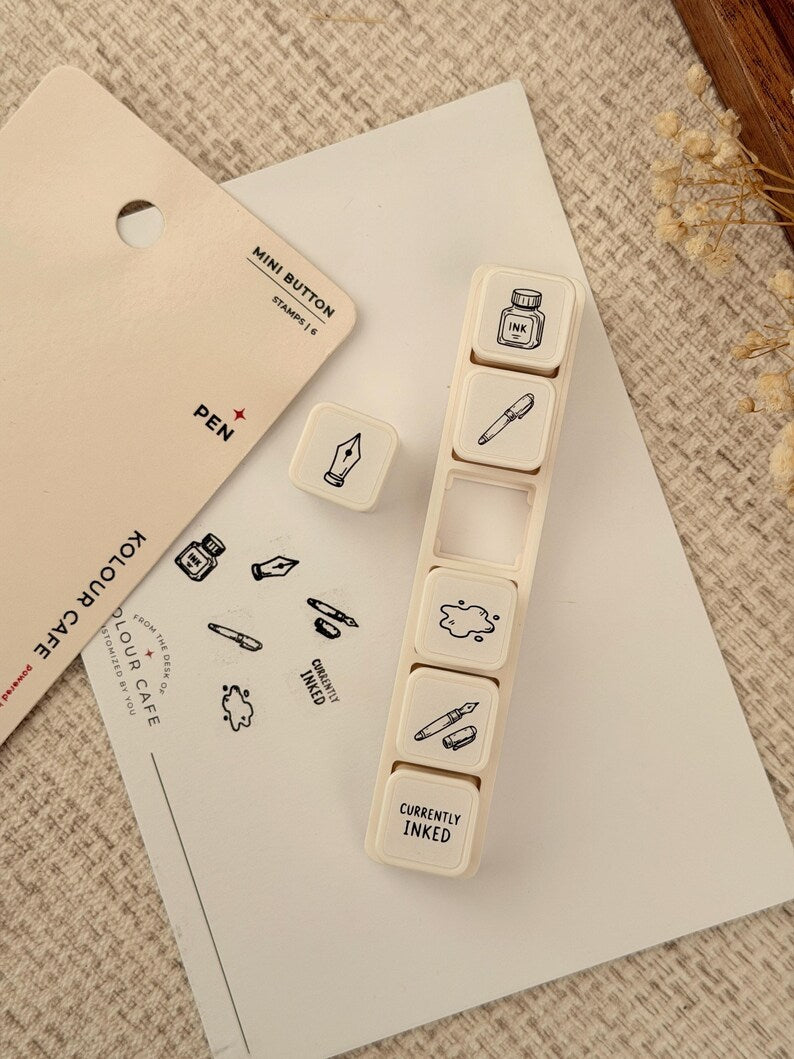 Fountain Pen Themed | Mini Button Stamps