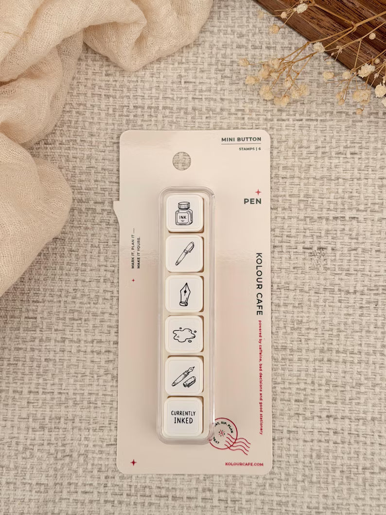 Fountain Pen Themed | Mini Button Stamps