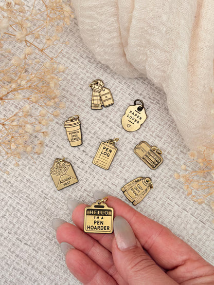 Hello I'm a Pen Hoarder | Brass Planner Charm