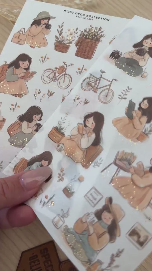Cozy Girl Reading Stickers | DK203 204