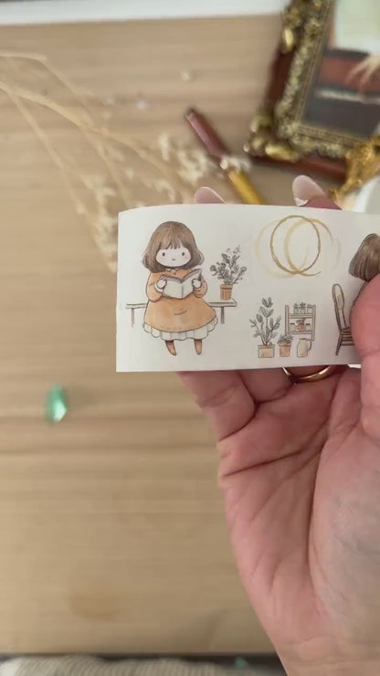 Cozy Girl Reading 50mm Kisscut Washi Tape | Issue 014