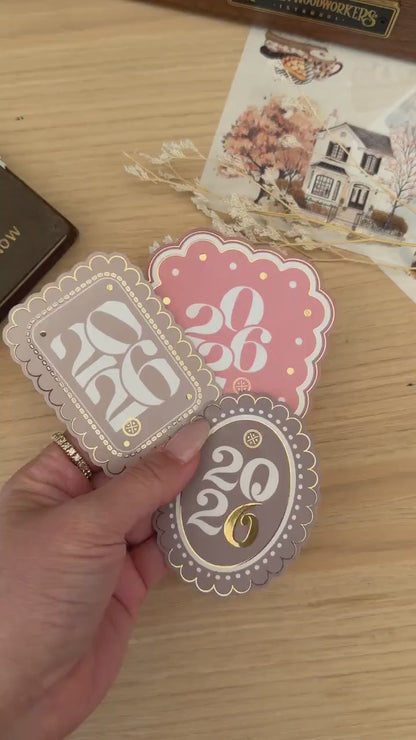 2026 Year Sticker | Pink Scalloped Frames